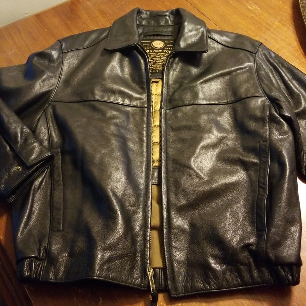 Mens Marc New York black leather jacket